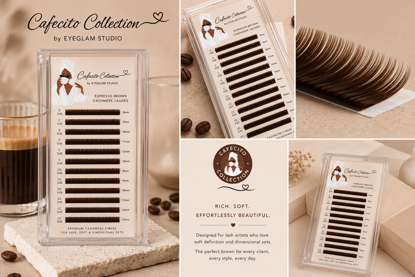 Cafecito Collection | Espresso Brown Cashmere Lash Trays