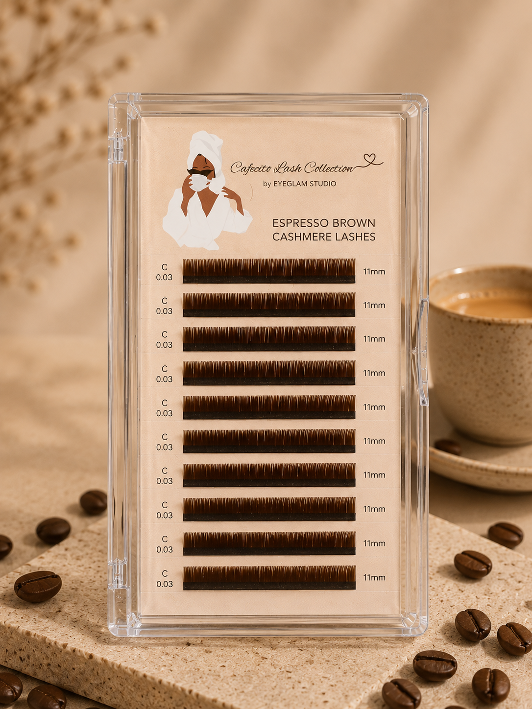 Cafecito Collection | Espresso Brown Cashmere Lash Trays